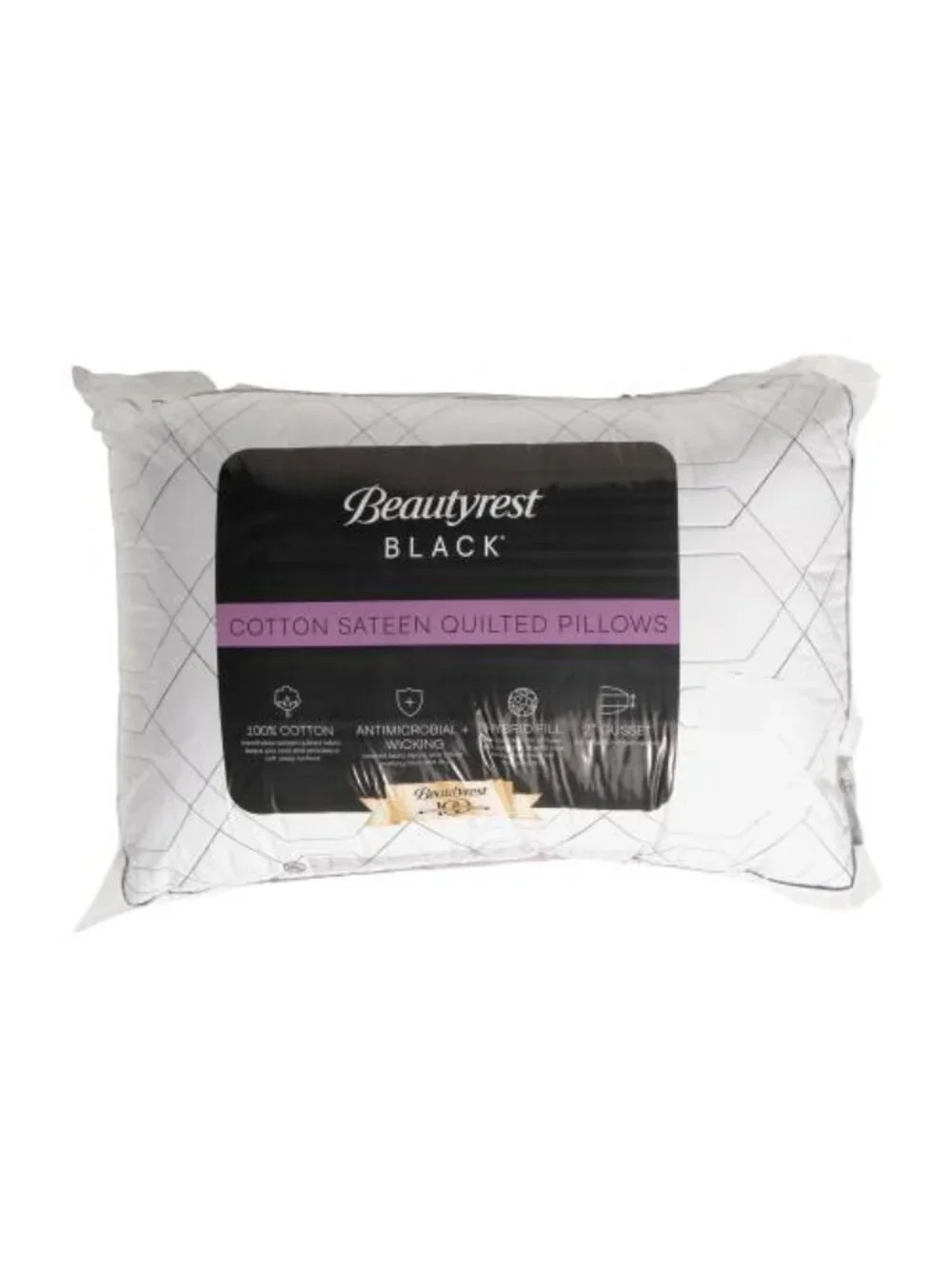 BEAUTYREST BLACK 2pk Quilted Cotton Sateen Pillows